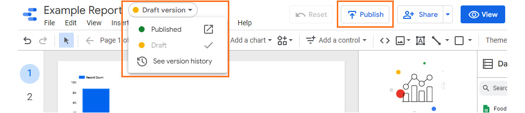 Figure 4.38 – Report features with publishing turned on
