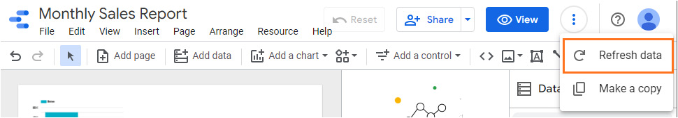 Figure 4.44 – Manually refreshing the report data
