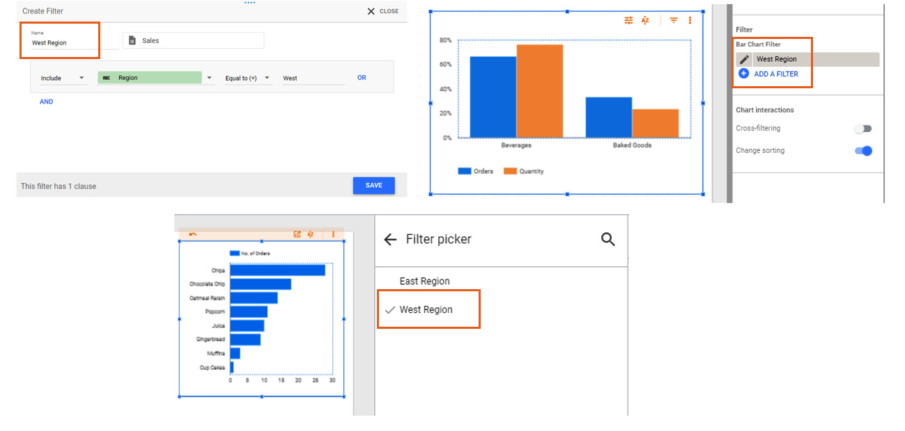 Figure 5.20 – Creating filters once and reusing them across the report
