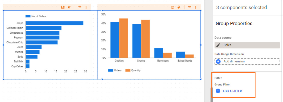 Figure 5.23 – Adding filters to a group of charts
