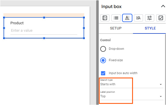 Figure 5.30 – Setting the search type for the Input box control
