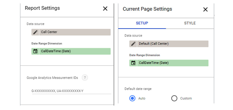 Figure 5.46 – Data source and Date Range Dimension configuration at the report and page level
