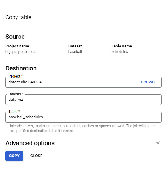 Figure 9.4 – Creating a full copy of a table
