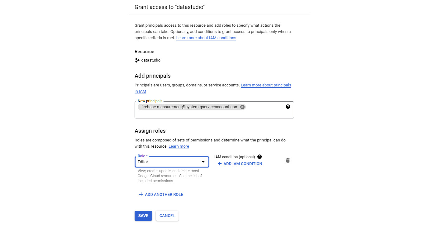 Figure 11.22 – Adding a service account to the Google Cloud project
