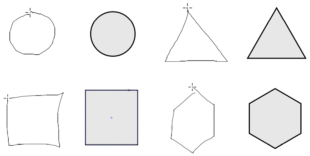 Figure 4.23 – Shaper tool converts a free-hand gesture into a circle, ellipse, rectangle, triangle, or another polygon
