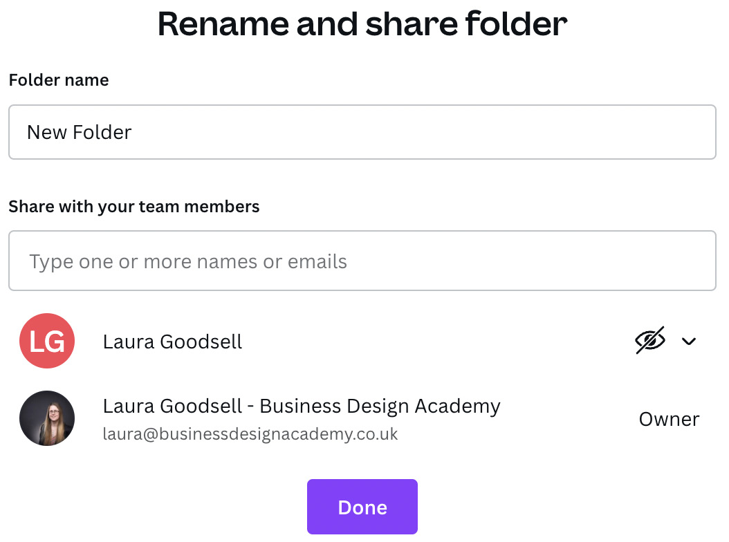 Figure 1.14 – Sharing a folder with a team member