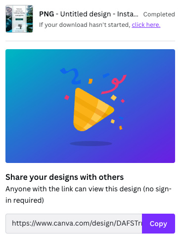 Figure 11.3 – Share your designs with others popup