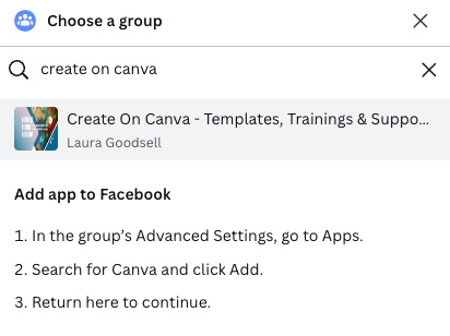 Figure 11.13 – Steps to connect a Facebook account to Canva