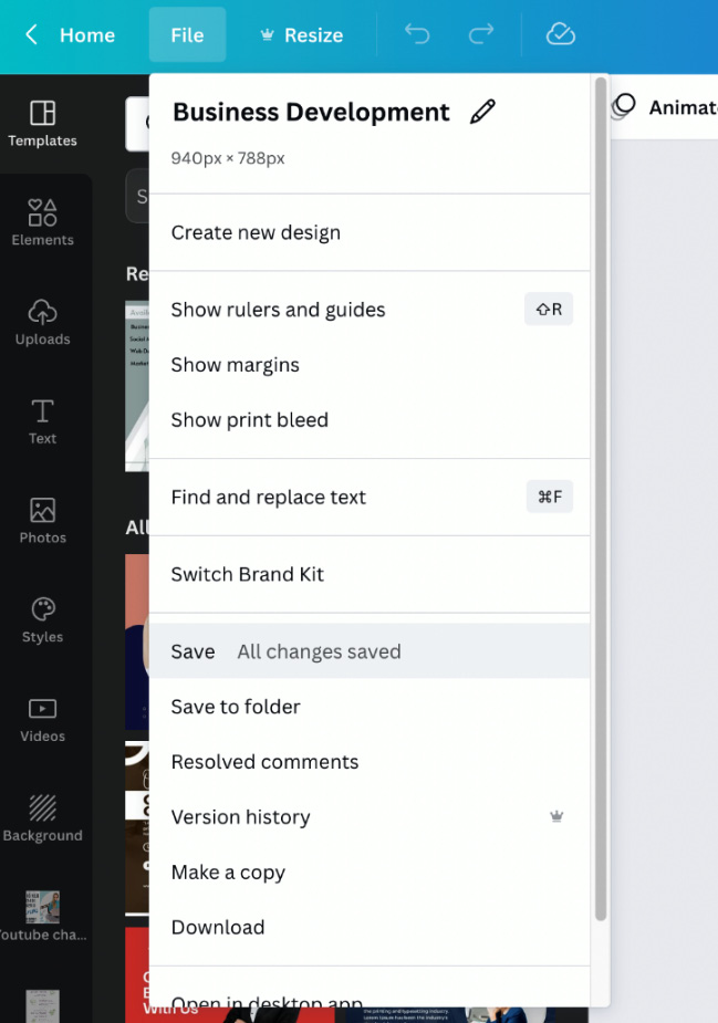 Figure 2.7 – File dropdown