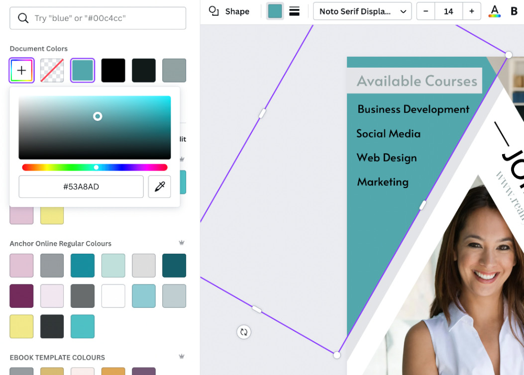 Figure 2.10 – Changing the color of blocks in Canva