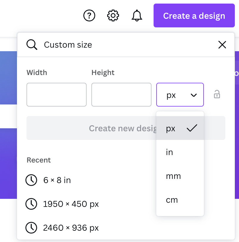 Figure 2.20 – Custom size options