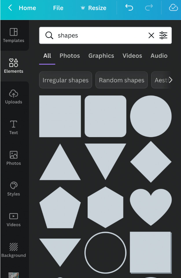 Figure 2.27 – Basic shape styles