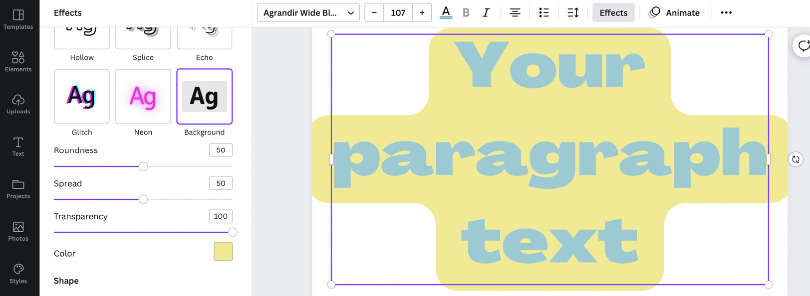 Figure 2.48 – Background text effect