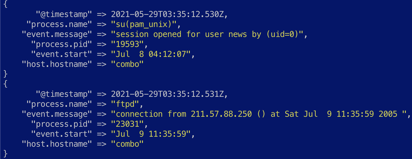 Figure 7.10 – Extracted base Syslog events
