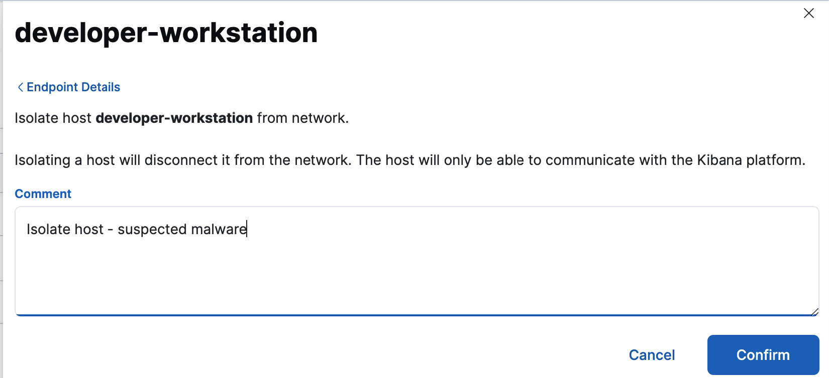 Figure 12.26 – Host isolation response interface
