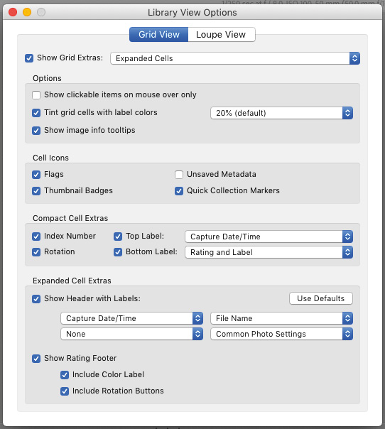 Figure 3.28 – The author's preferences for Grid View
