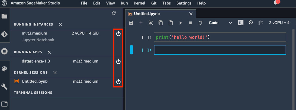 Figure 2.13 – Viewing Running Terminals and Kernels from the left sidebar
