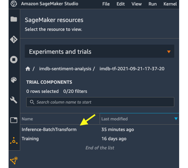 Figure 7.2 – The batch transform job is logged as a trial component alongside the training component
