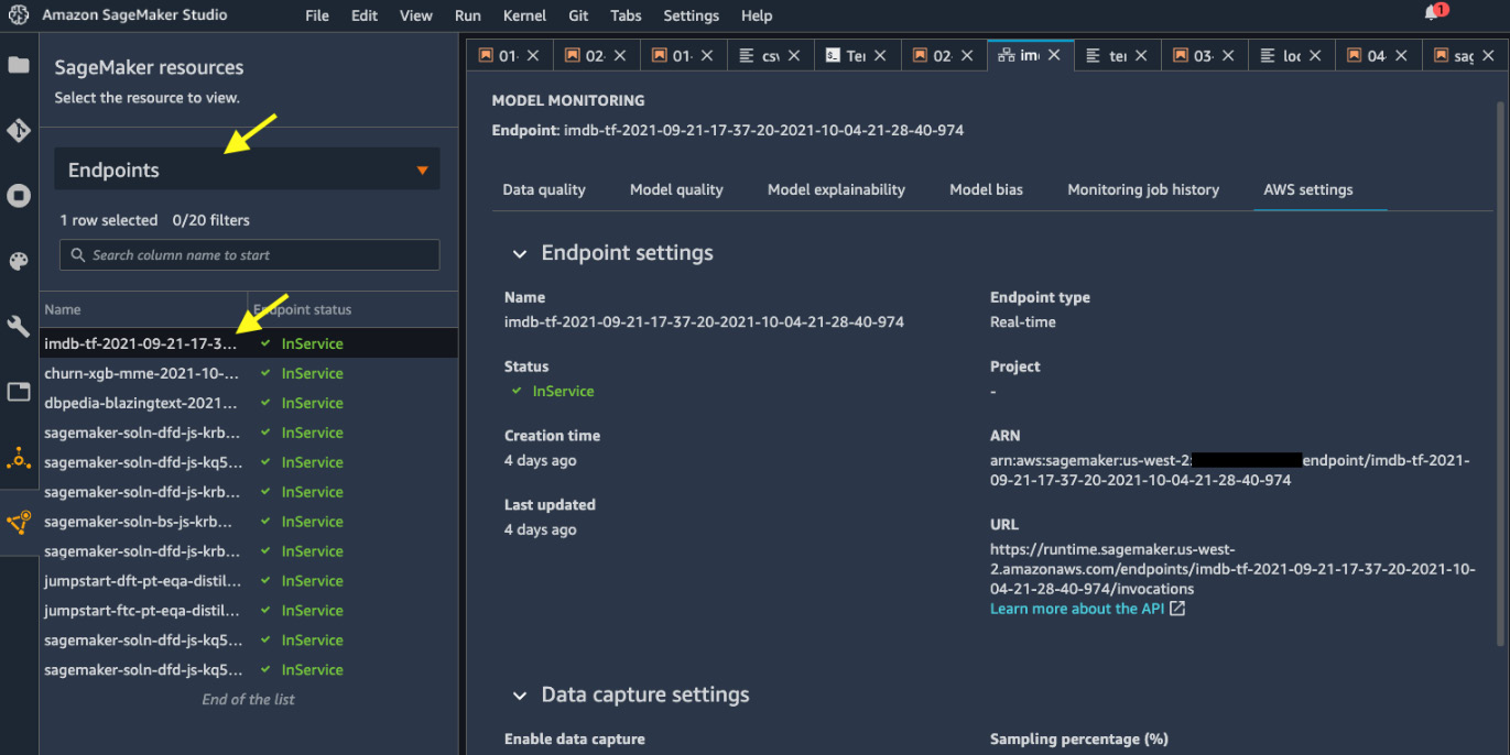 Figure 7.3 – Discovering endpoints in SageMaker Studio
