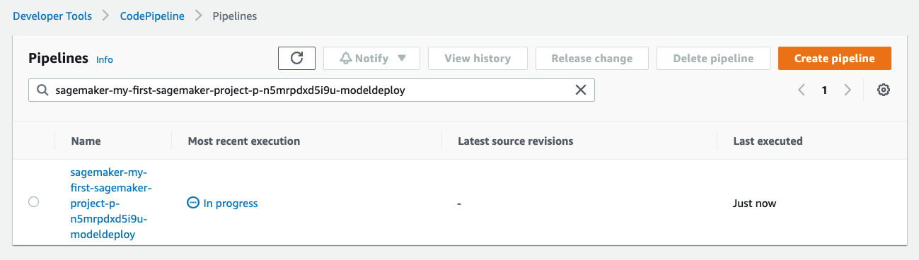 Figure 11.16 – Model approval automatically triggers the modeldeploy pipeline
