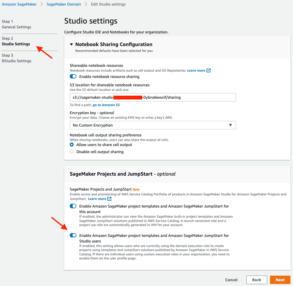 Figure 11.2 – Enabling SageMaker project templates for the account and users
