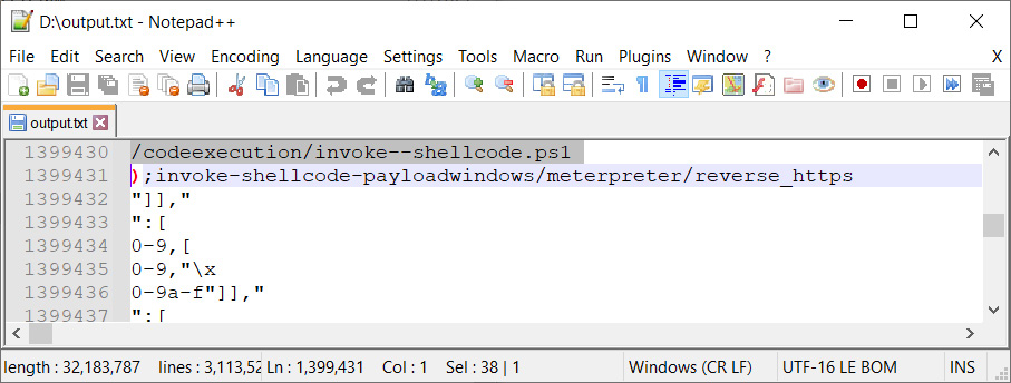 Figure 6.17 – Strings output
