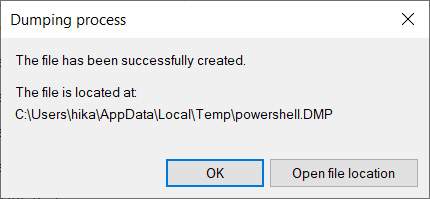 Figure 6.35 – Process dumping results 
