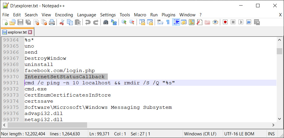 Figure 6.45 – Malicious cmd command in the Strings output
