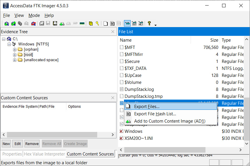 Figure 6.4 – Export Files option
