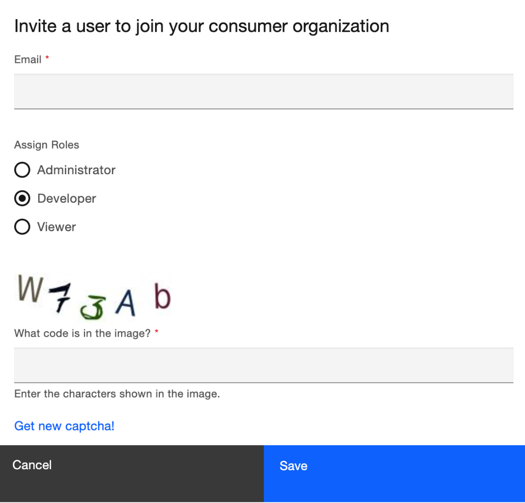 Figure 11.17 – Inviting a new consumer org member
