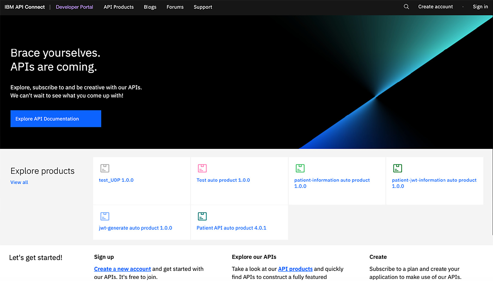 Figure 15.1 – API Connect Developer Portal default view
