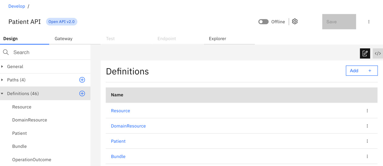 Figure 6.12 – Definitions shows the FHIR data elements
