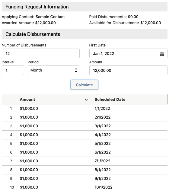 Figure 12.16 – A sample disbursement creation page in the funding request
