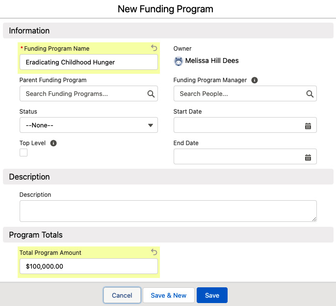 Figure 12.8 – An example of the creation of a new funding program in Outbound Fund Module
