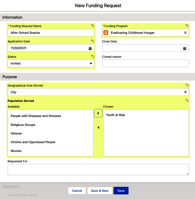 Figure 12.9 – An example of the form to create a funding request in Outbound Funds
