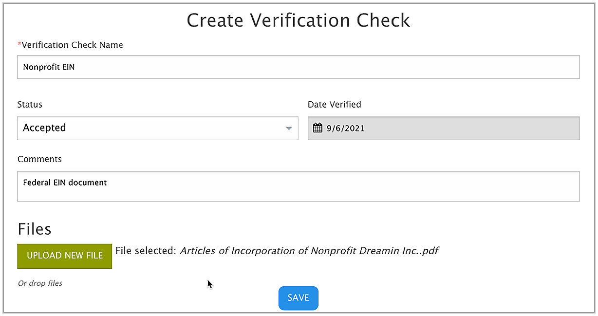 Figure 6.4 – Example of a verification check entry
