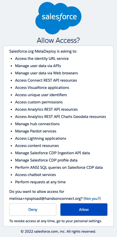 Figure 9.10 –Allow access screen for installation
