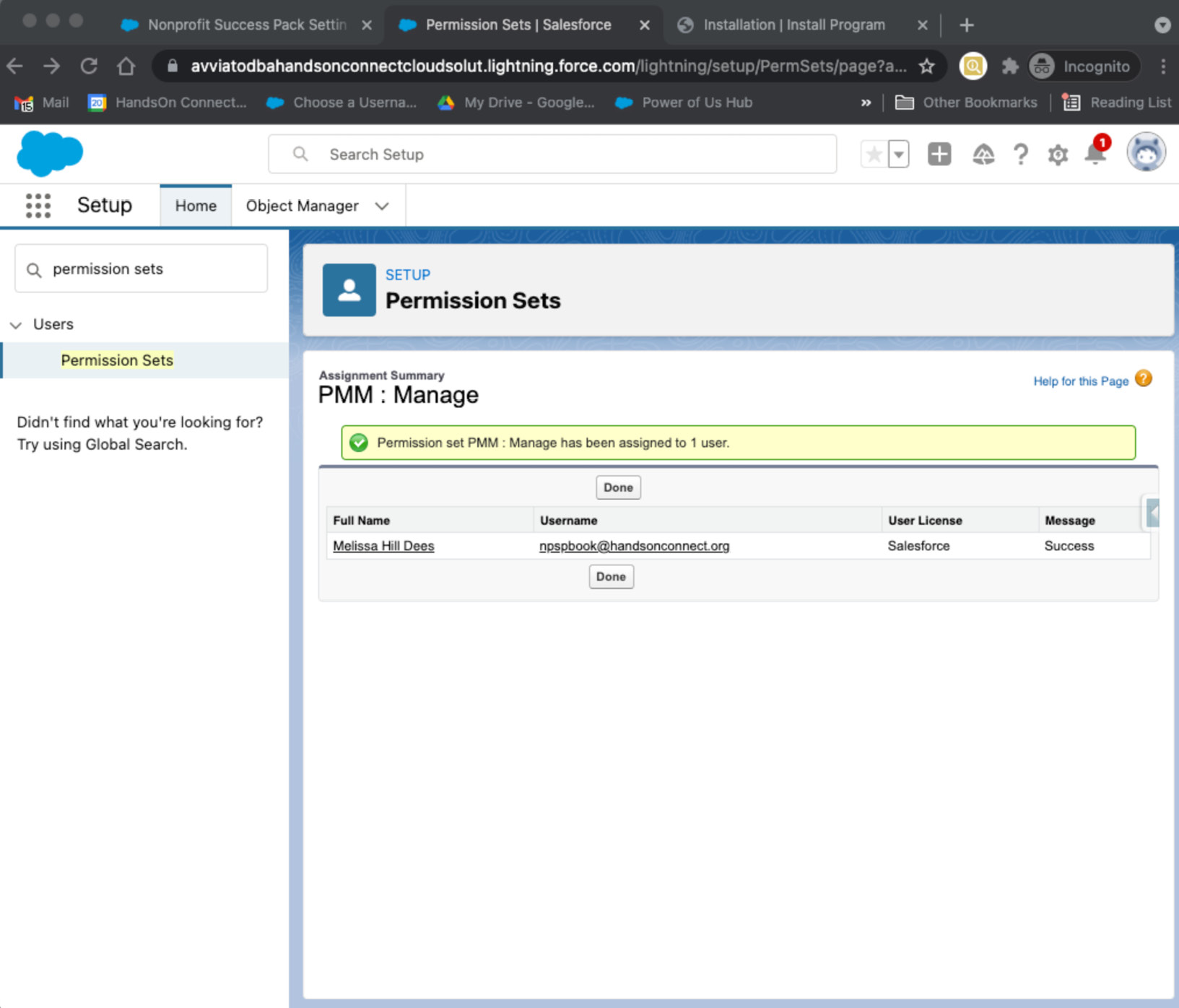 Figure 9.11 – PMM: Manage permission set example for the system administrator assignment