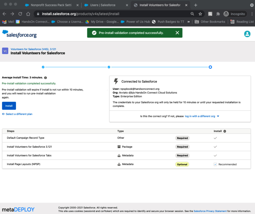 Figure 9.12 – Options for steps to install V4S using metaDEPLOY
