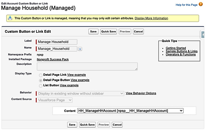 Figure 9.6 – This is how the Management Household configuration looks on the Account object in NPSP
