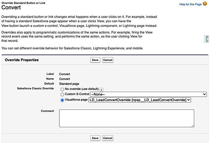 Figure 9.7 – Convert button override in Lead in NPSP
