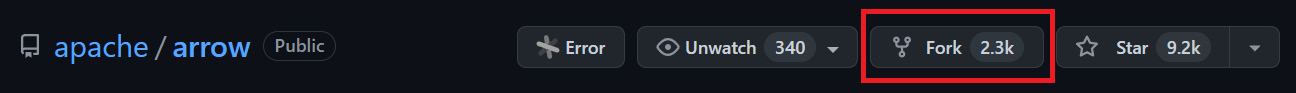 Figure 10.3 – How to fork the Arrow repository
