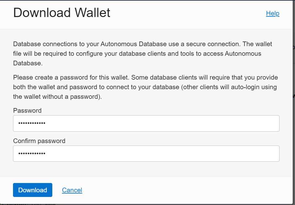 Figure 5.24 – Wallet download credentials
