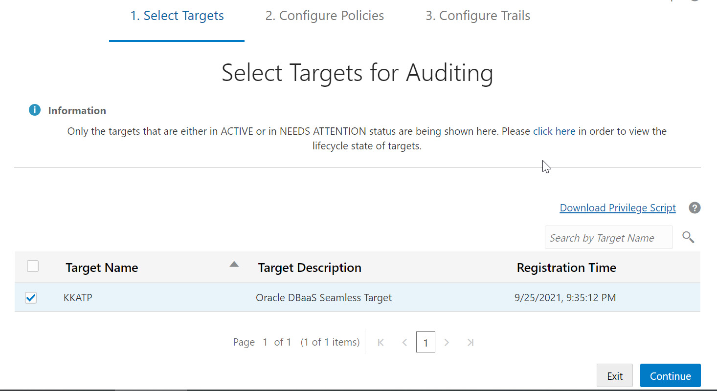 Figure 6.67 – Autonomous database – Data Safe audit targets
