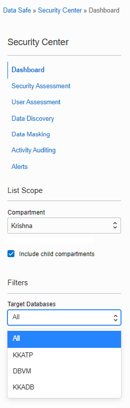 Figure 7.17 – Target databases list in Data Safe
