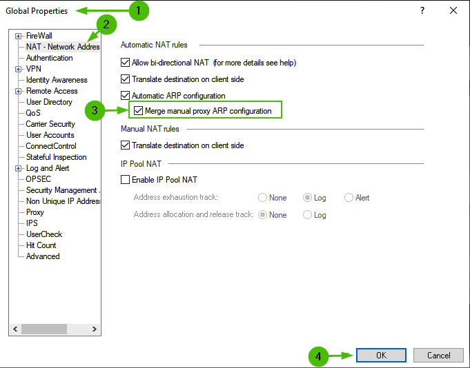 Figure 10.22 – The Global Properties Merge manual proxy ARP configuration option
