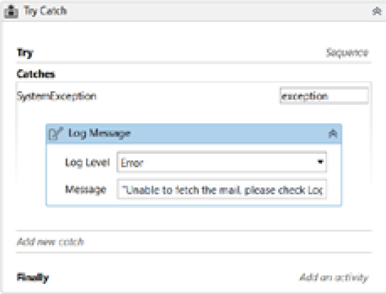 Figure 14.12 – The Catches block with the Log Message activity
