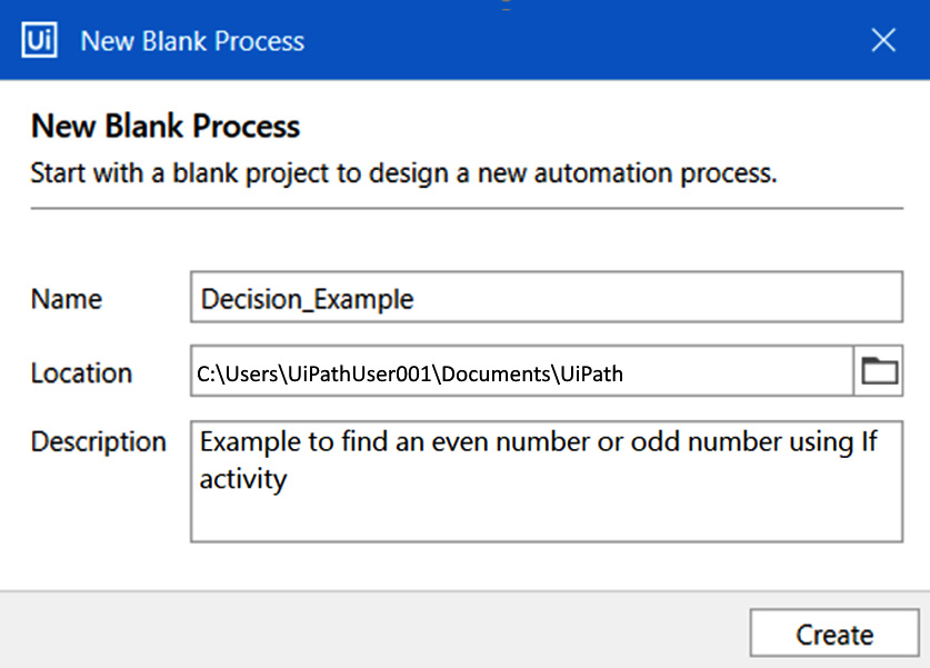 Figure 6.23 – Creating a New Blank Process
