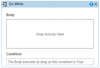 Figure 6.34 – Creating a Do While activity
