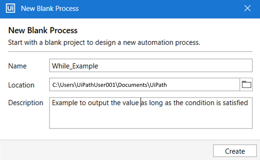 Figure 6.38 – Creating a New Blank Process
